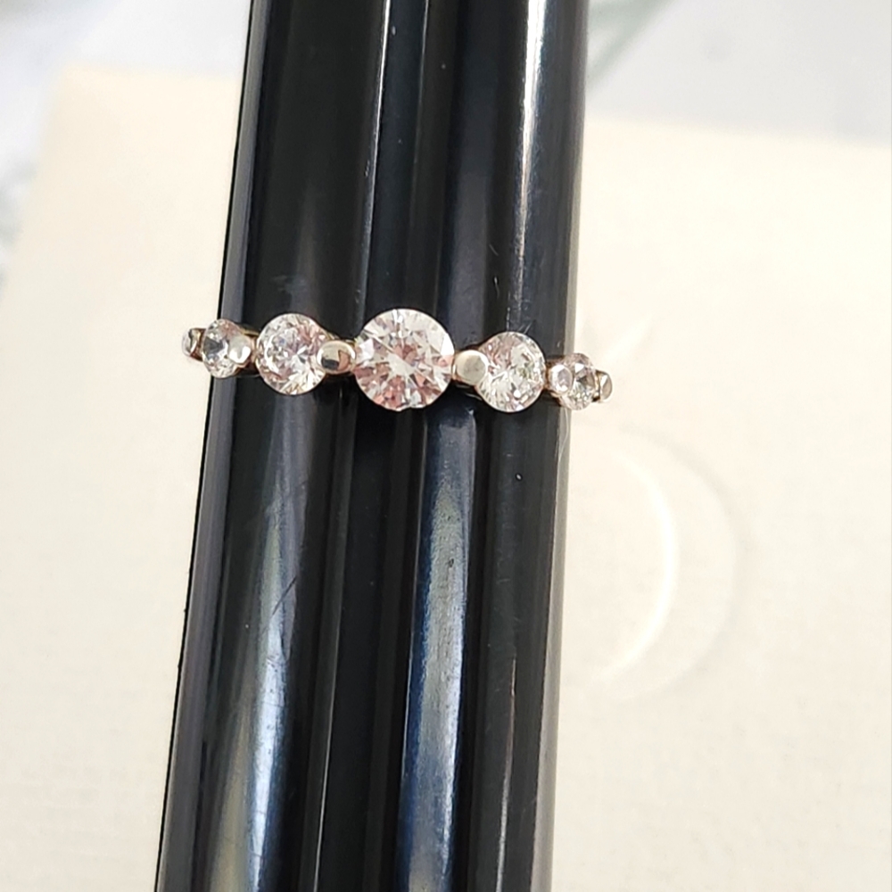 Diamonique QVC 5 stone band ring